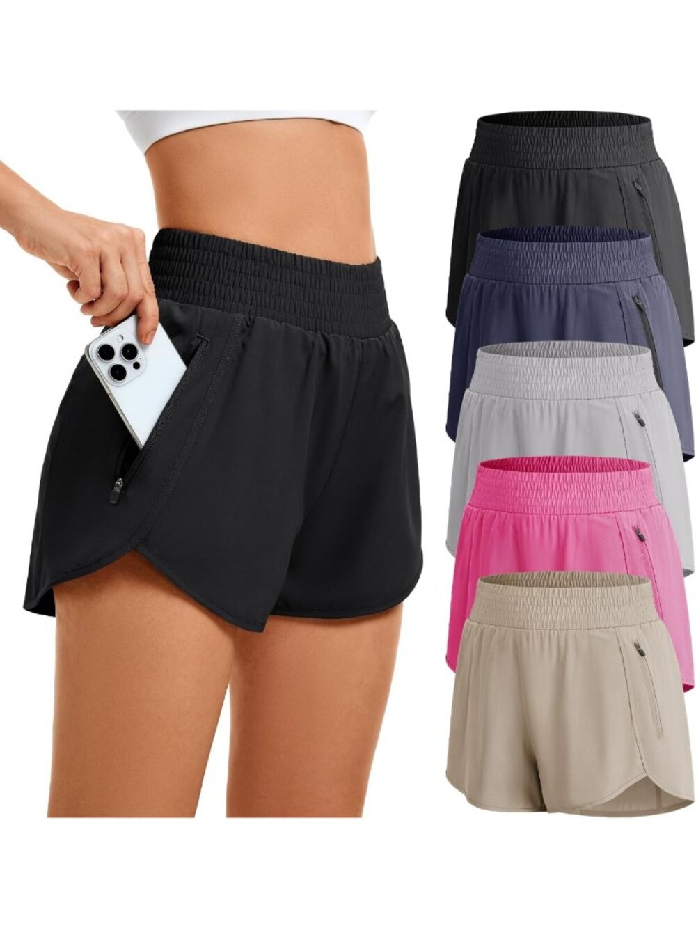 5 Pack Women's High Waisted Athletic Running Shorts - Comfortable Workout Gear